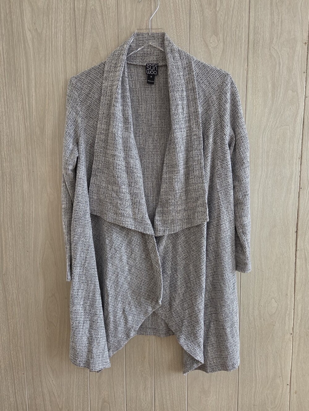 Clara Sun Woo Draped Gray Teacher Cardigan Top Sweater Size M